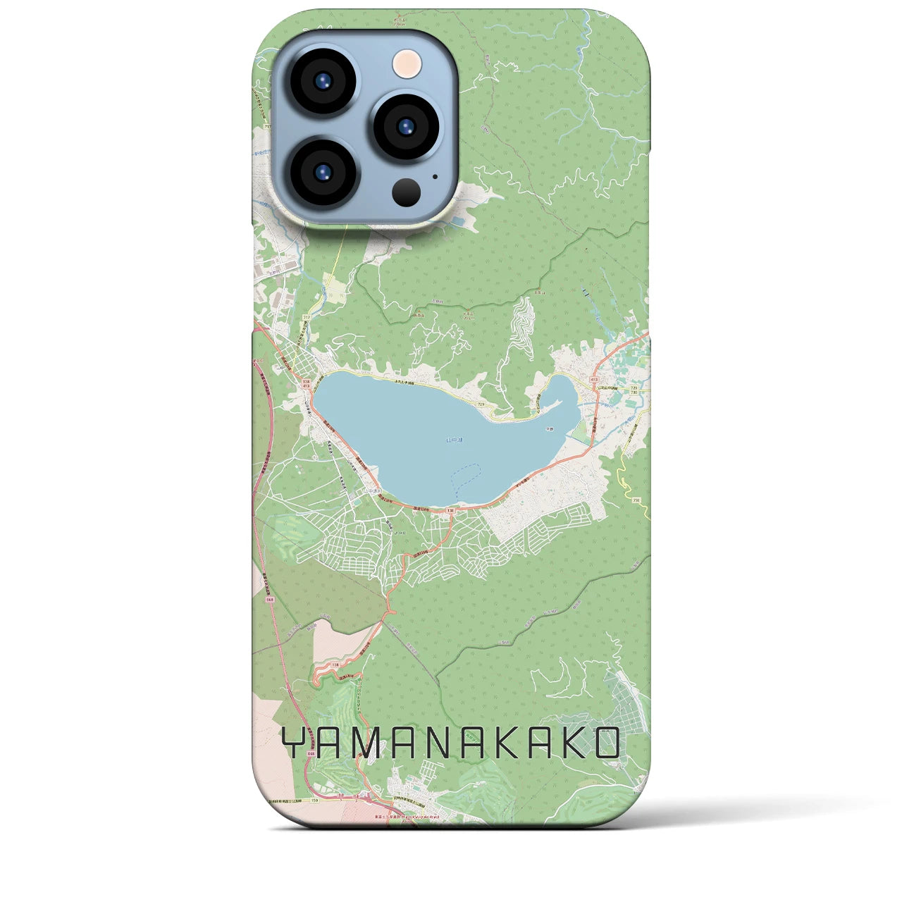 【山中湖（山梨県）】地図柄iPhoneケース（バックカバータイプ）