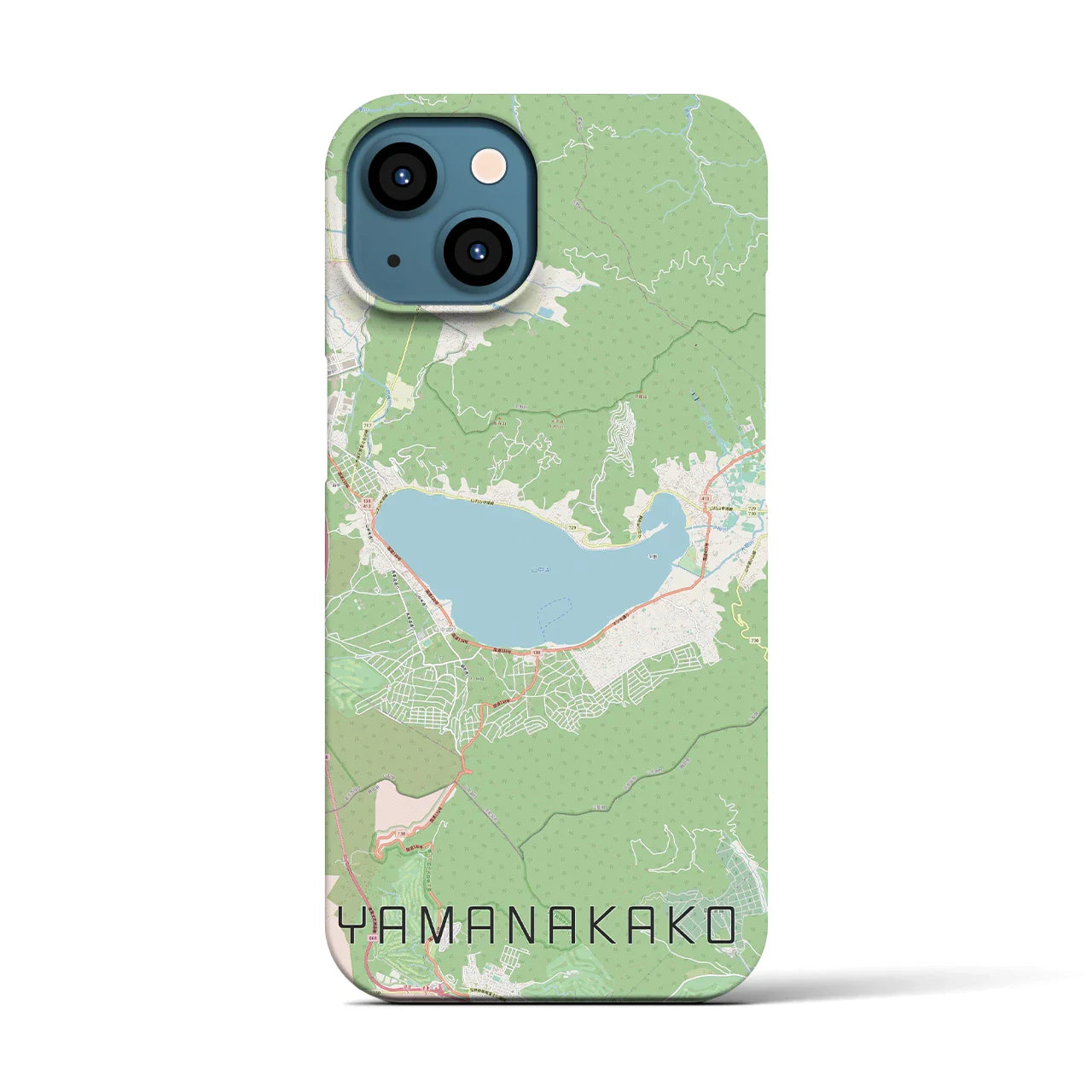 【山中湖（山梨県）】地図柄iPhoneケース（バックカバータイプ）