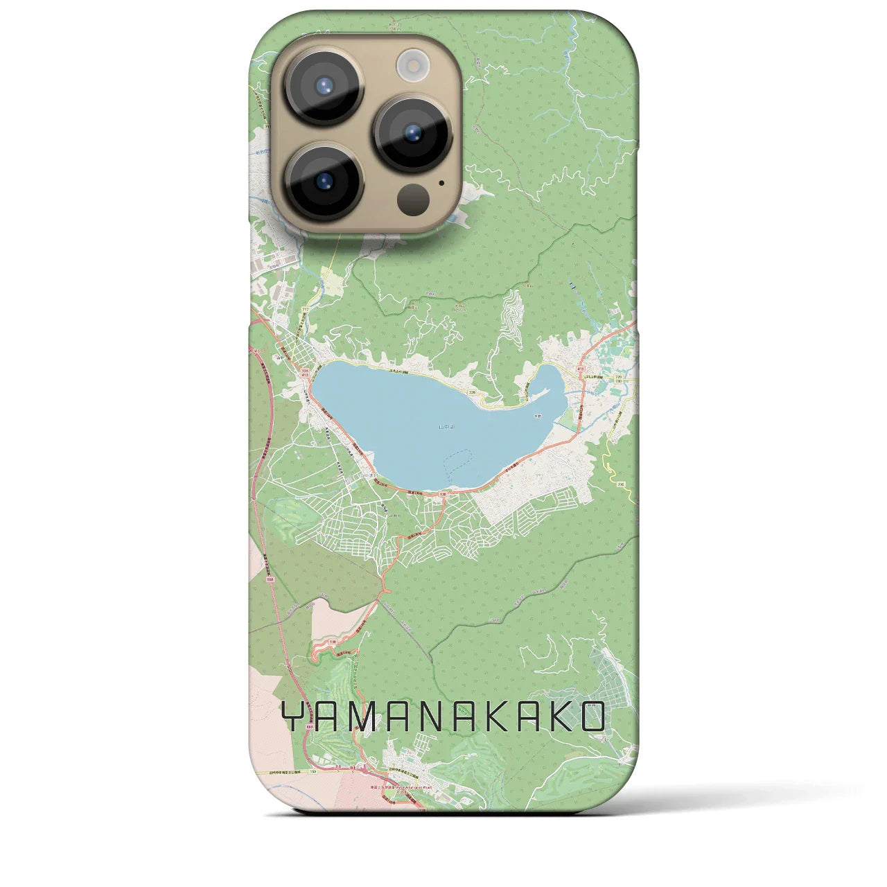 【山中湖（山梨県）】地図柄iPhoneケース（バックカバータイプ）