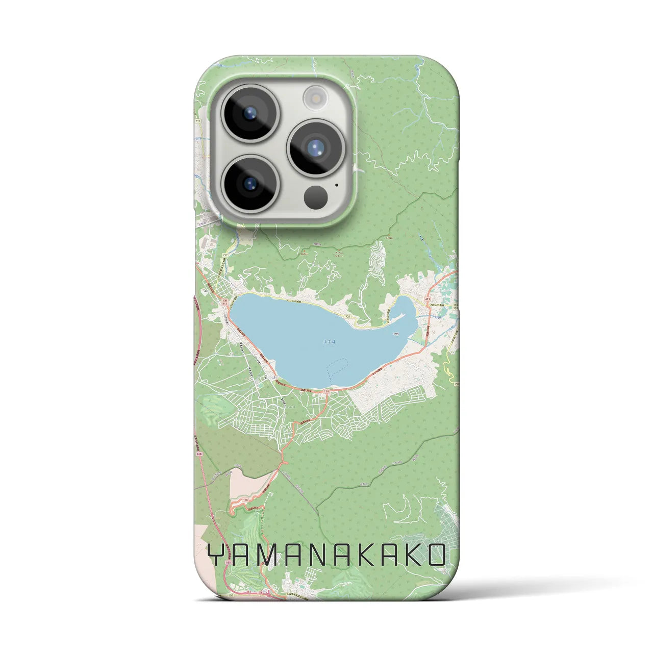【山中湖（山梨県）】地図柄iPhoneケース（バックカバータイプ）