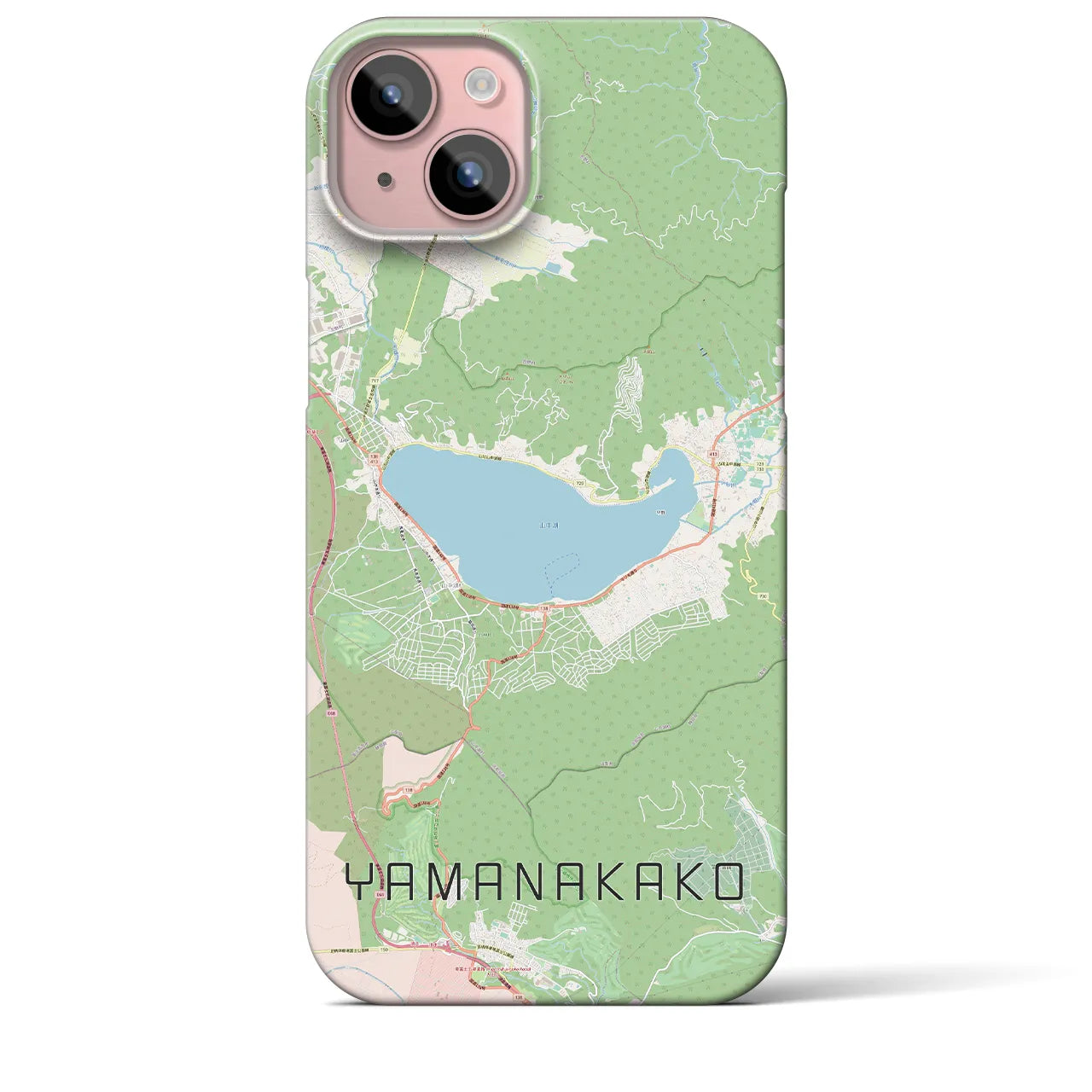 【山中湖（山梨県）】地図柄iPhoneケース（バックカバータイプ）