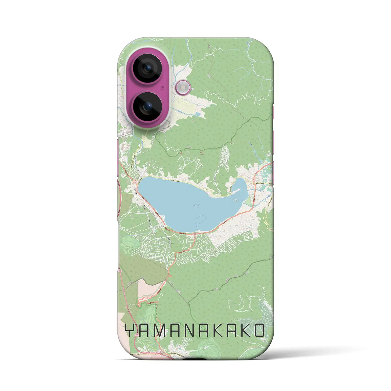 【山中湖（山梨県）】地図柄iPhoneケース（バックカバータイプ）