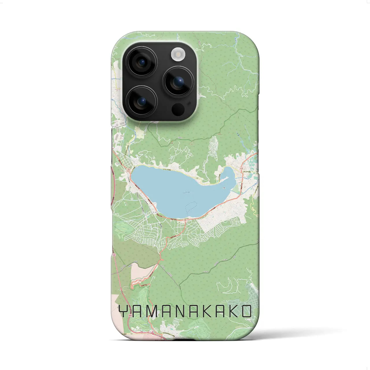 【山中湖（山梨県）】地図柄iPhoneケース（バックカバータイプ）