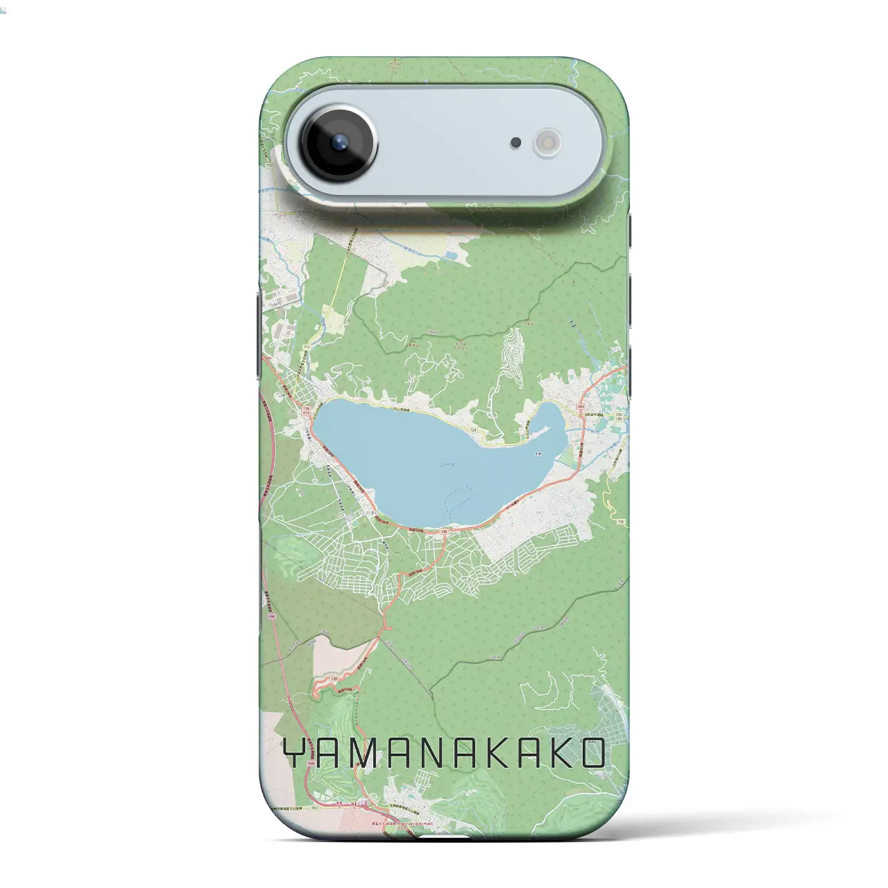 【山中湖（山梨県）】地図柄iPhoneケース（バックカバータイプ）ブラック・iPhone 17 Pro Max 用