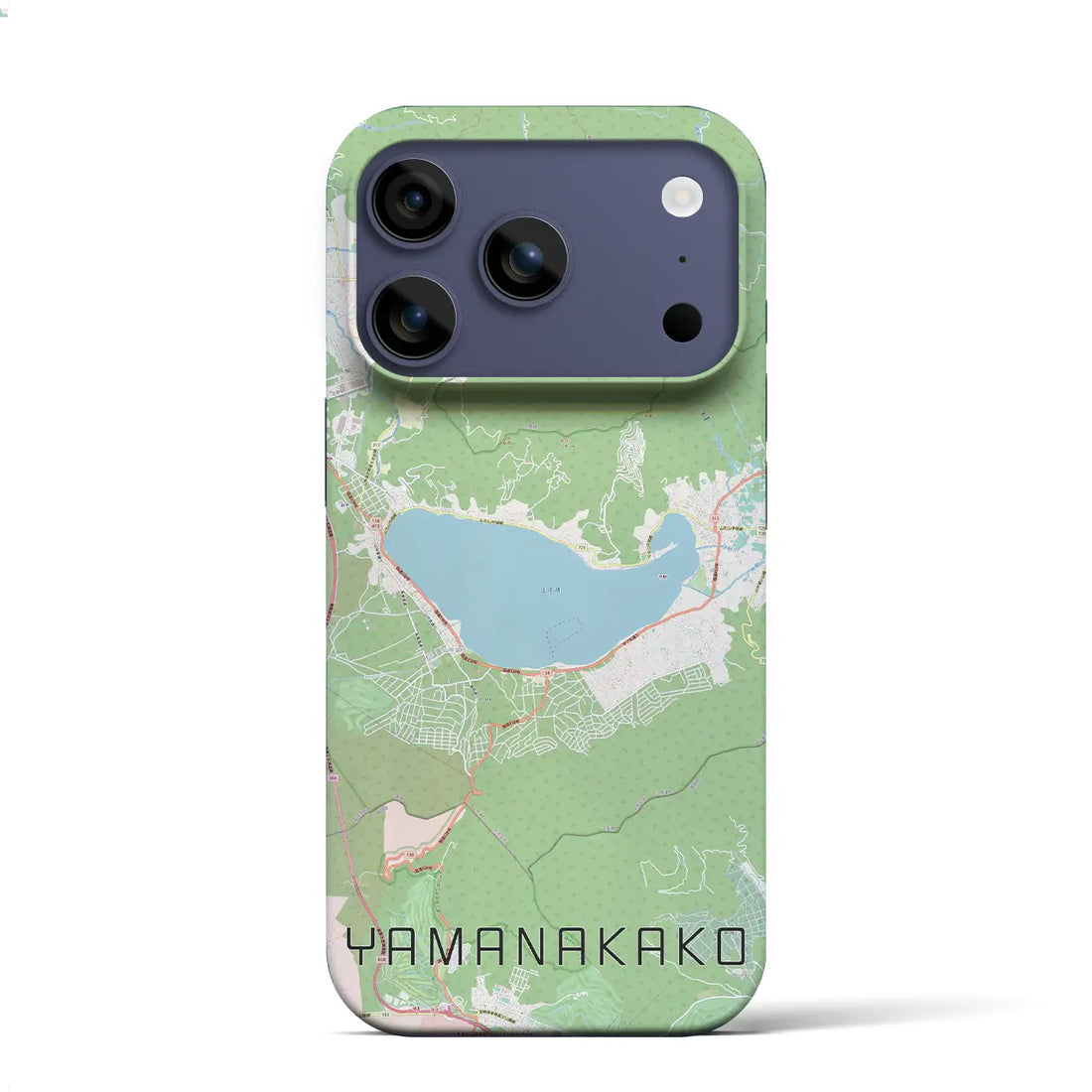 【山中湖（山梨県）】地図柄iPhoneケース（バックカバータイプ）ナチュラル・iPhone 17 Pro Max 用