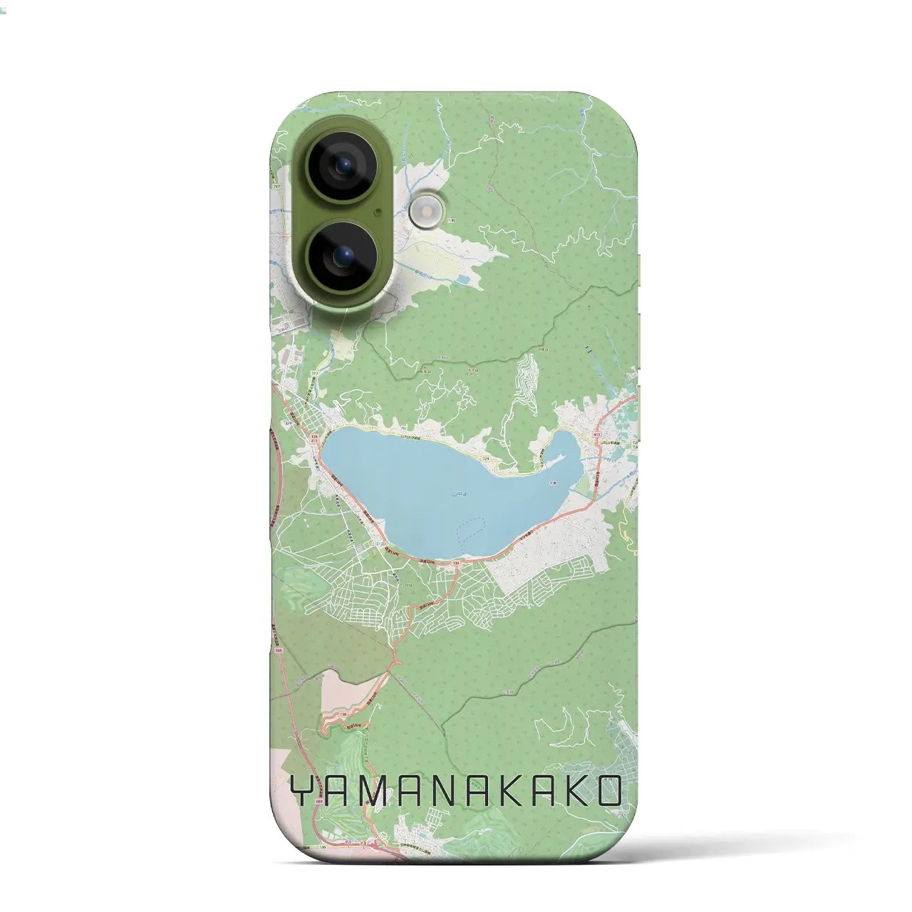 【山中湖（山梨県）】地図柄iPhoneケース（バックカバータイプ）