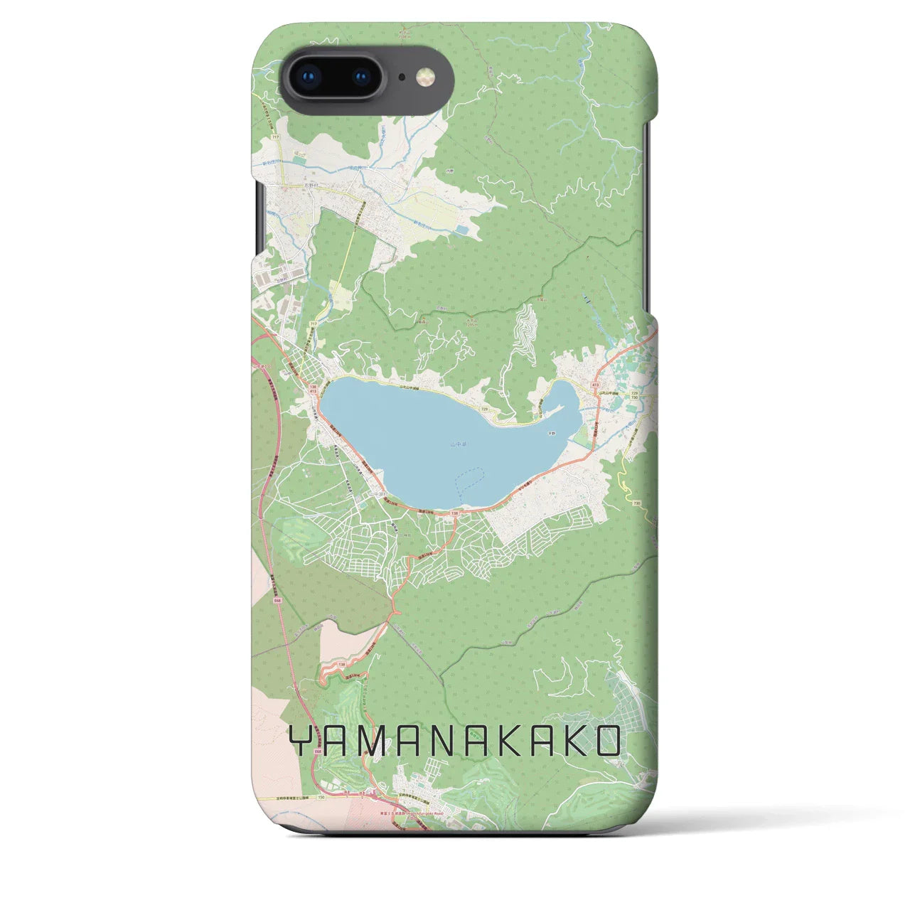 【山中湖（山梨県）】地図柄iPhoneケース（バックカバータイプ）