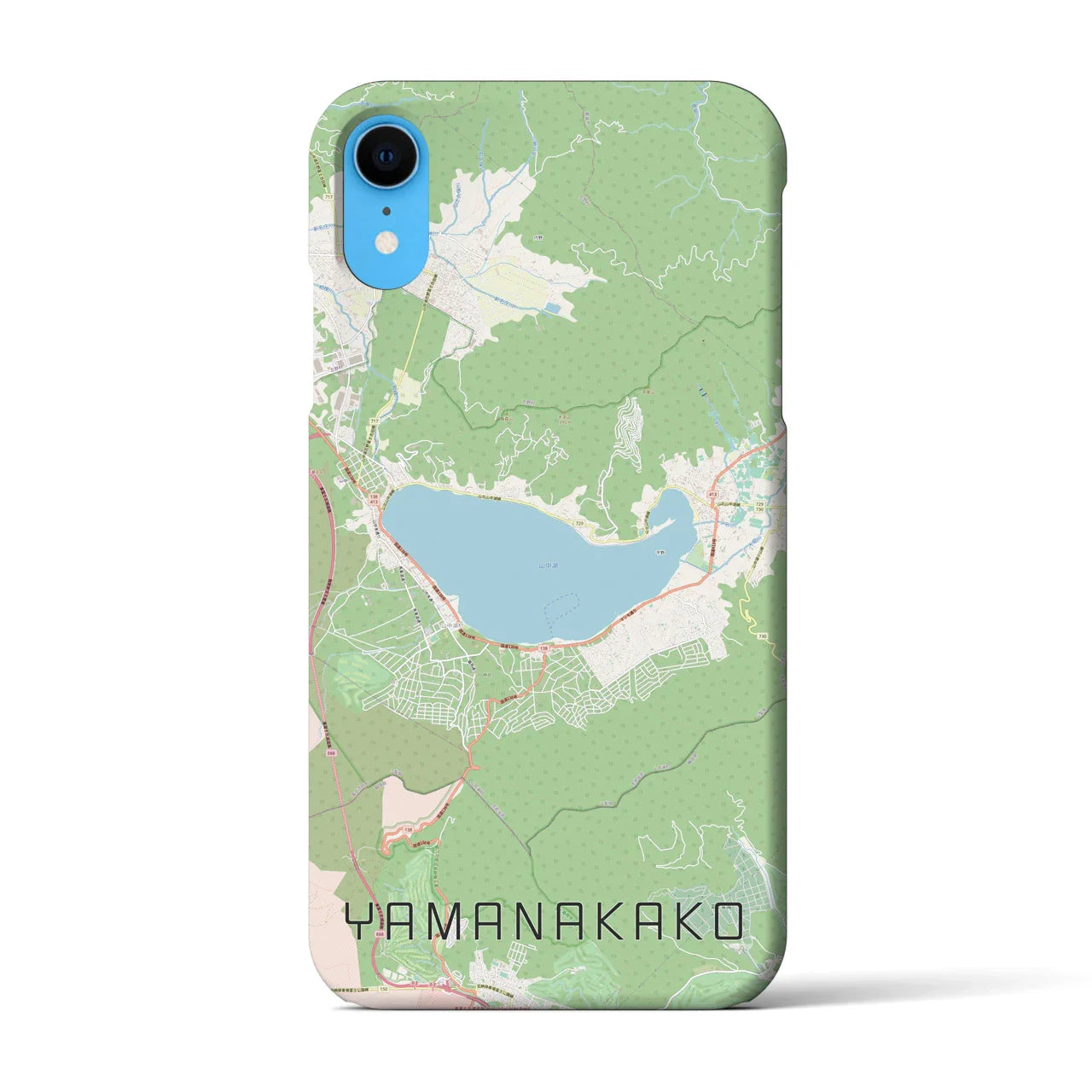 【山中湖（山梨県）】地図柄iPhoneケース（バックカバータイプ）