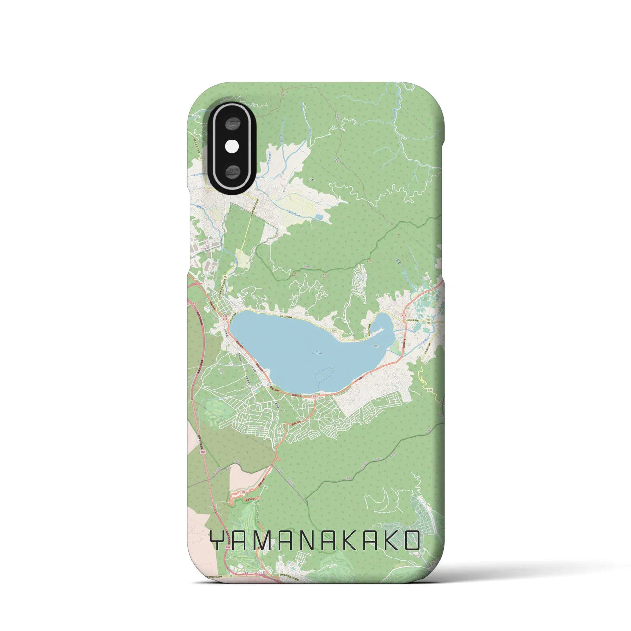 【山中湖（山梨県）】地図柄iPhoneケース（バックカバータイプ）