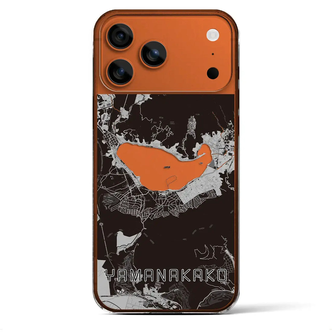 【山中湖（山梨県）】地図柄iPhoneケース（クリアタイプ）モノトーン・iPhone 17 Pro Max 用