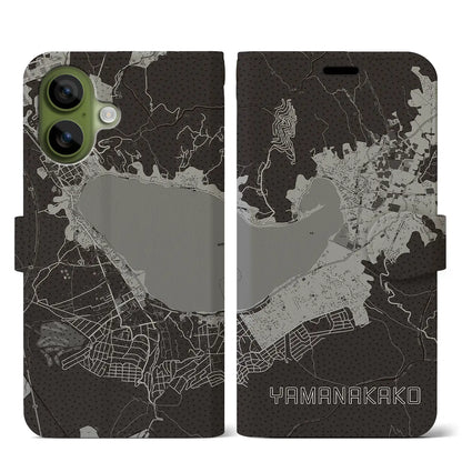 【山中湖（山梨県）】地図柄iPhoneケース（手帳タイプ）