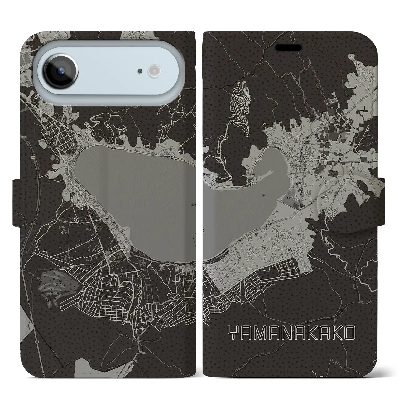 【山中湖（山梨県）】地図柄iPhoneケース（手帳タイプ）