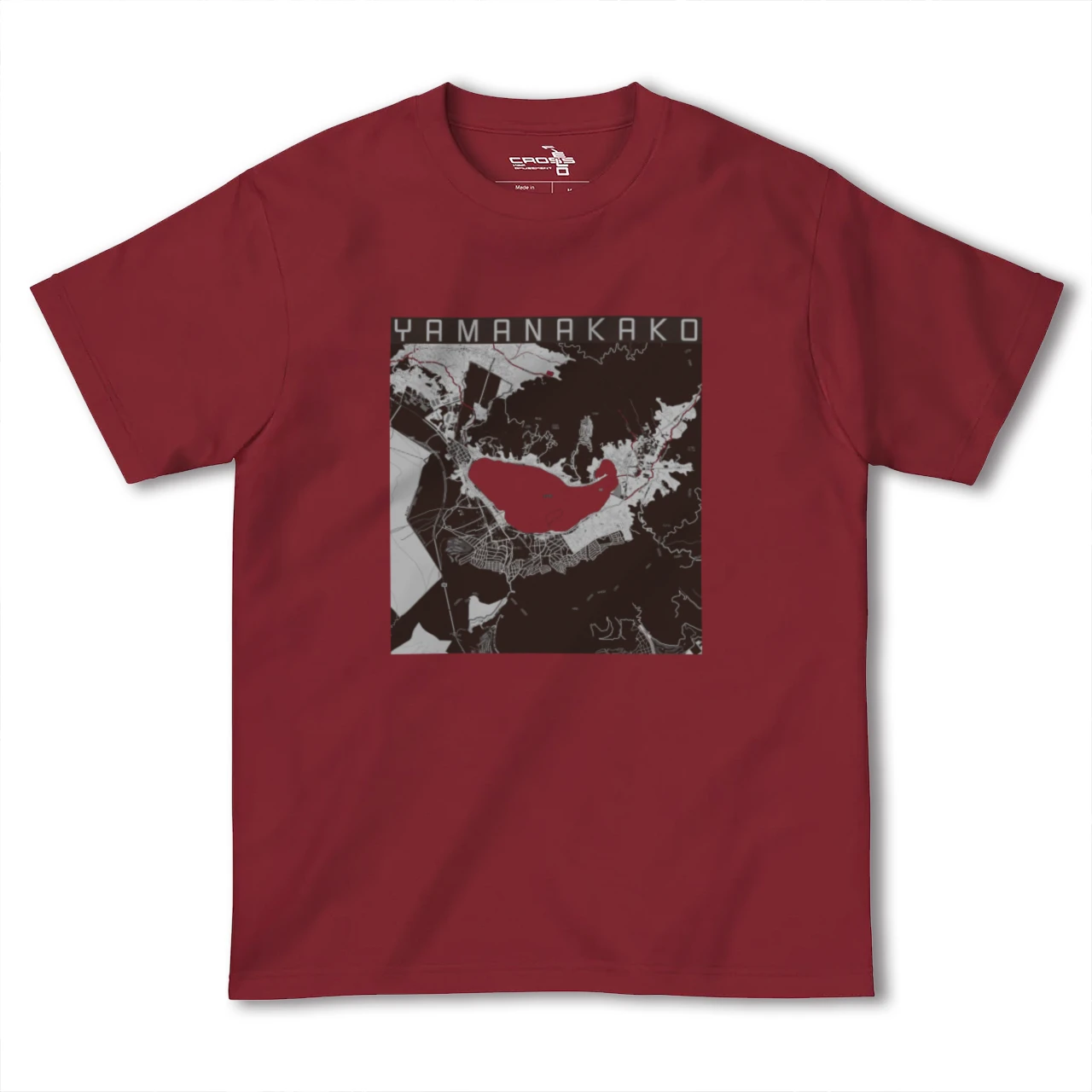 【山中湖（山梨県）】地図柄ヘビーウェイトTシャツ