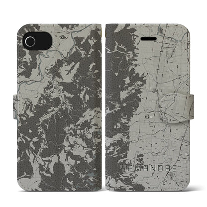 【山辺（山形県）】地図柄iPhoneケース（手帳タイプ）モノトーン・iPhone SE（第3 / 第2世代） / 8 / 7 / 6s / 6 用