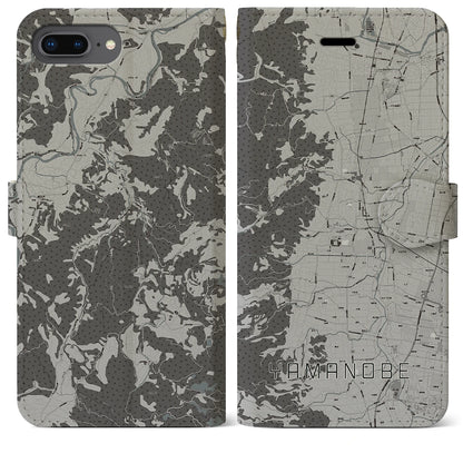 【山辺（山形県）】地図柄iPhoneケース（手帳タイプ）モノトーン・iPhone 8Plus /7Plus / 6sPlus / 6Plus 用