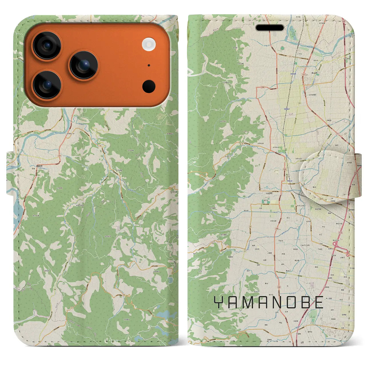 【山辺（山形県）】地図柄iPhoneケース（手帳タイプ）