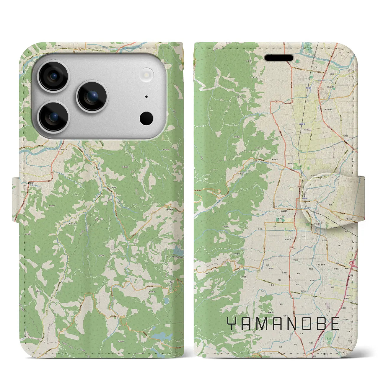 【山辺（山形県）】地図柄iPhoneケース（手帳タイプ）