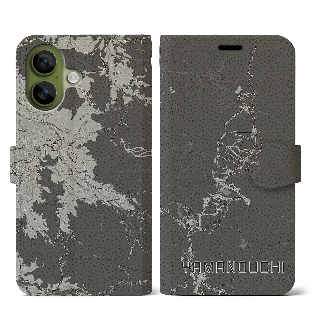 【山ノ内（長野県）】地図柄iPhoneケース（手帳タイプ）