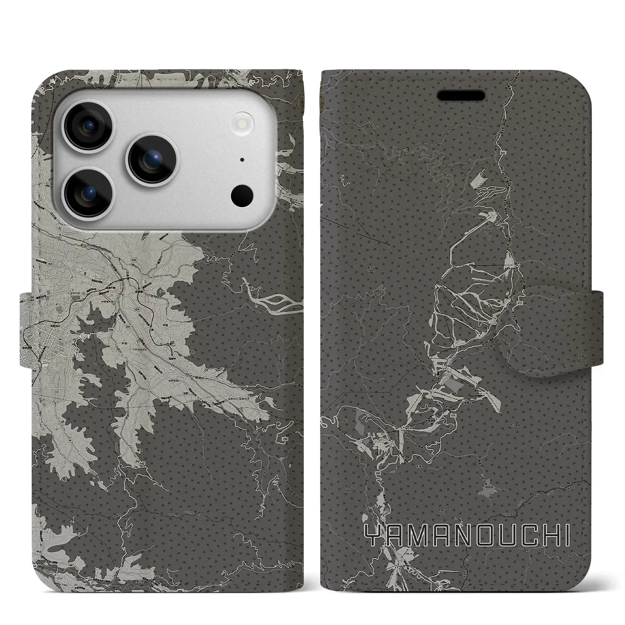 【山ノ内（長野県）】地図柄iPhoneケース（手帳タイプ）