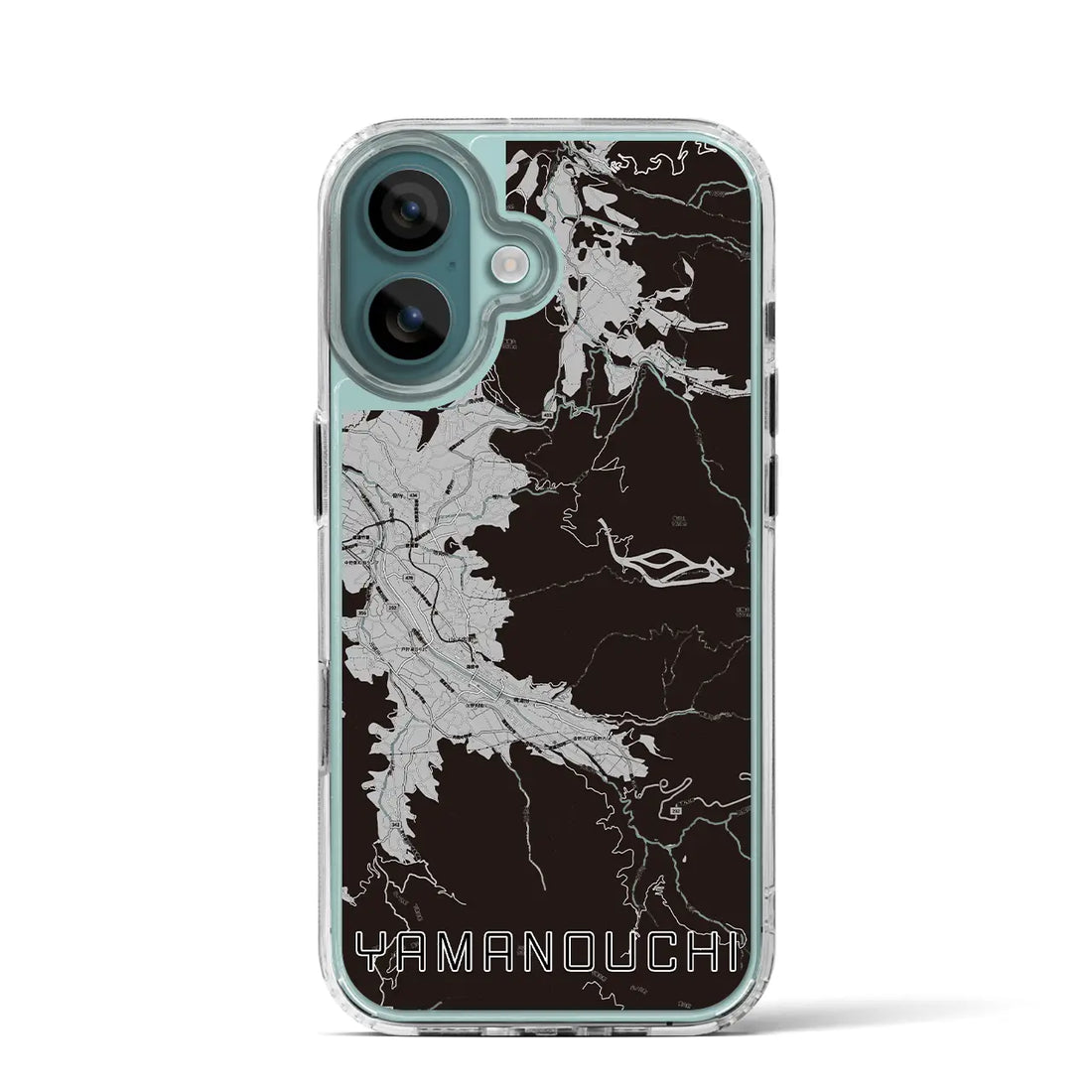 【山ノ内(長野県)】地図柄iPhoneケース(MagSafeタイプ)モノトーン・iPhone 16 Pro 用