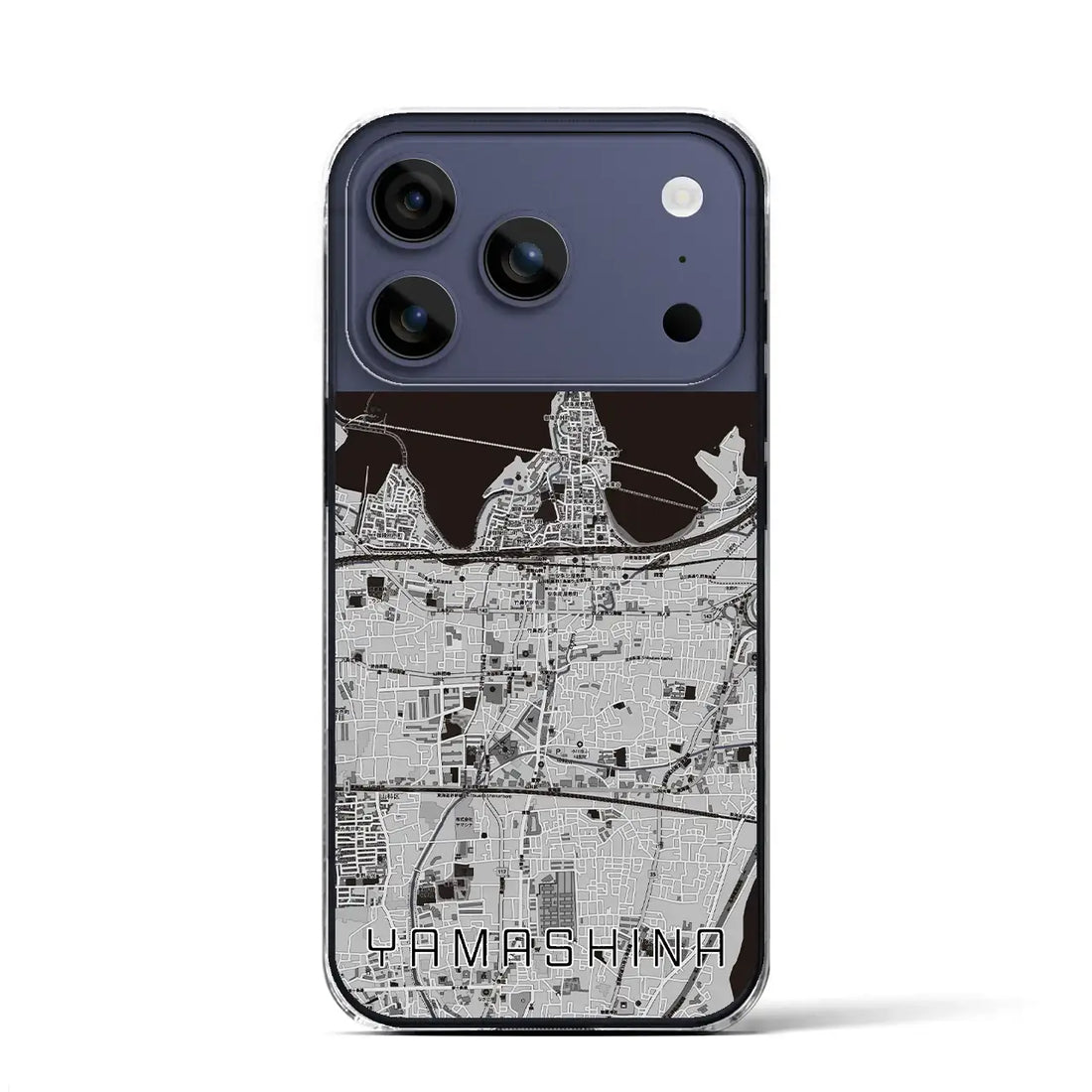 【山科（京都府）】地図柄iPhoneケース（クリアタイプ）モノトーン・iPhone 17 Pro Max 用