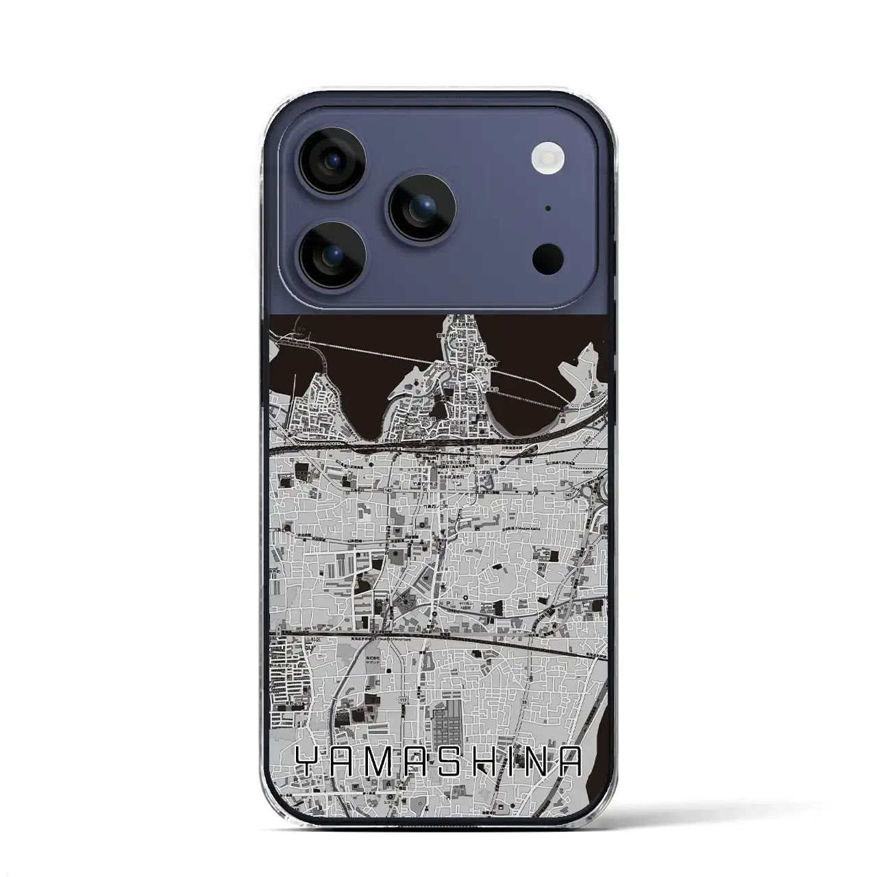 【山科（京都府）】地図柄iPhoneケース（クリアタイプ）モノトーン・iPhone 17 Pro Max 用