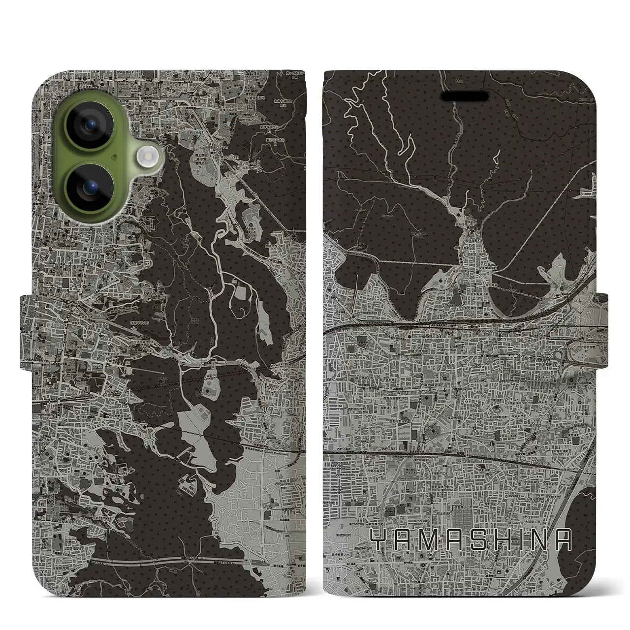 【山科（京都府）】地図柄iPhoneケース（手帳タイプ）