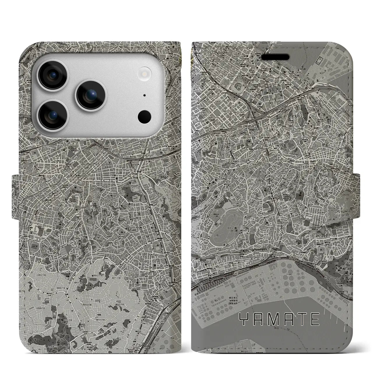 【山手（神奈川県）】地図柄iPhoneケース（手帳タイプ）