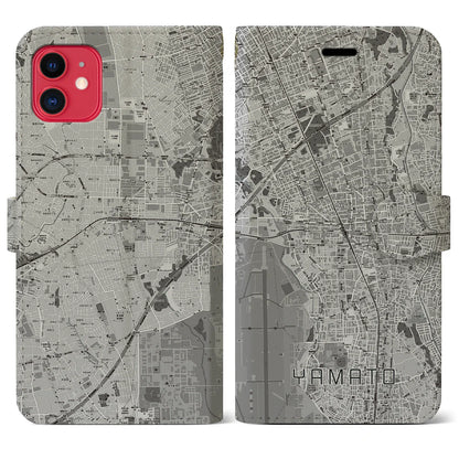 【大和（神奈川県）】地図柄iPhoneケース（手帳タイプ）モノトーン・iPhone 11 用