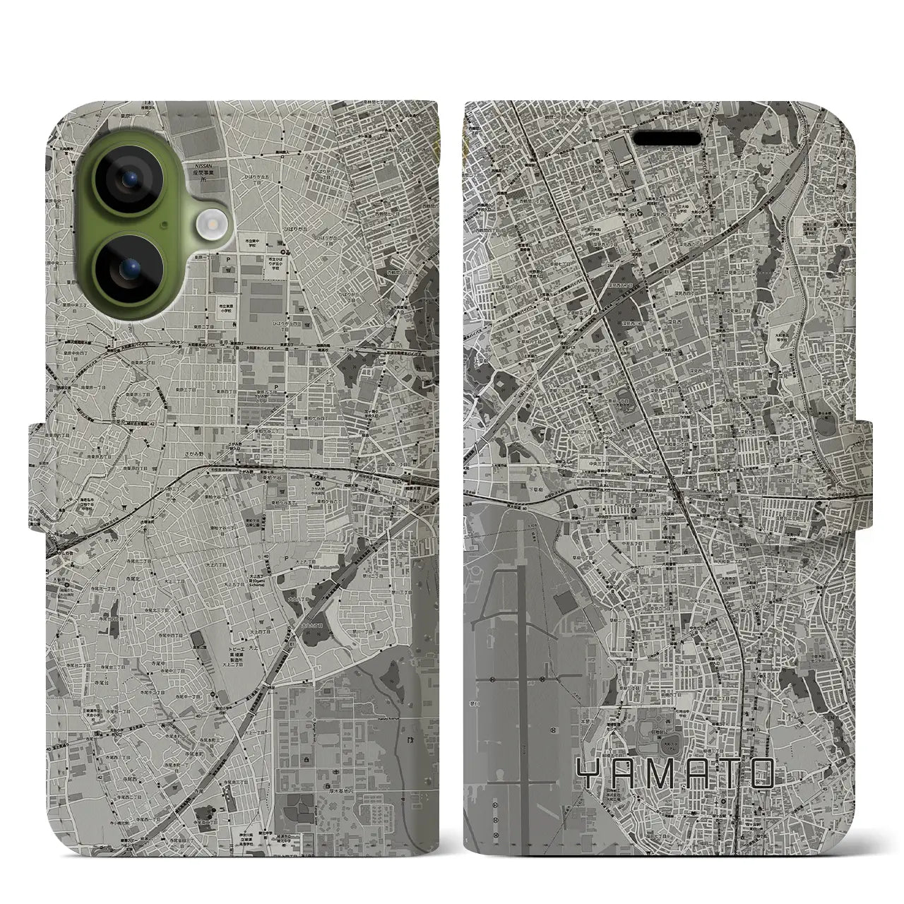 【大和（神奈川県）】地図柄iPhoneケース（手帳タイプ）