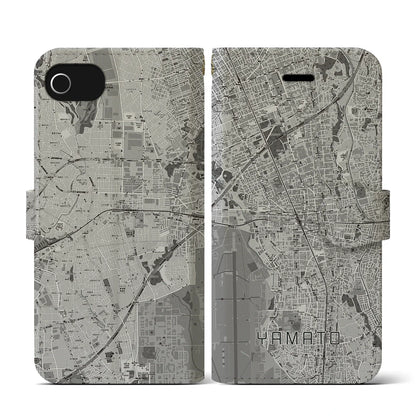【大和（神奈川県）】地図柄iPhoneケース（手帳タイプ）モノトーン・iPhone SE（第3 / 第2世代） / 8 / 7 / 6s / 6 用