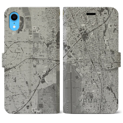 【大和（神奈川県）】地図柄iPhoneケース（手帳タイプ）モノトーン・iPhone XR 用