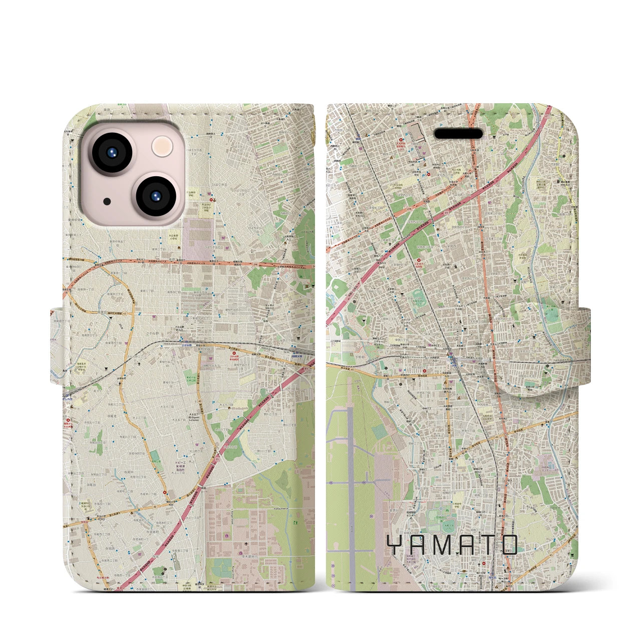 【大和（神奈川県）】地図柄iPhoneケース（手帳タイプ）