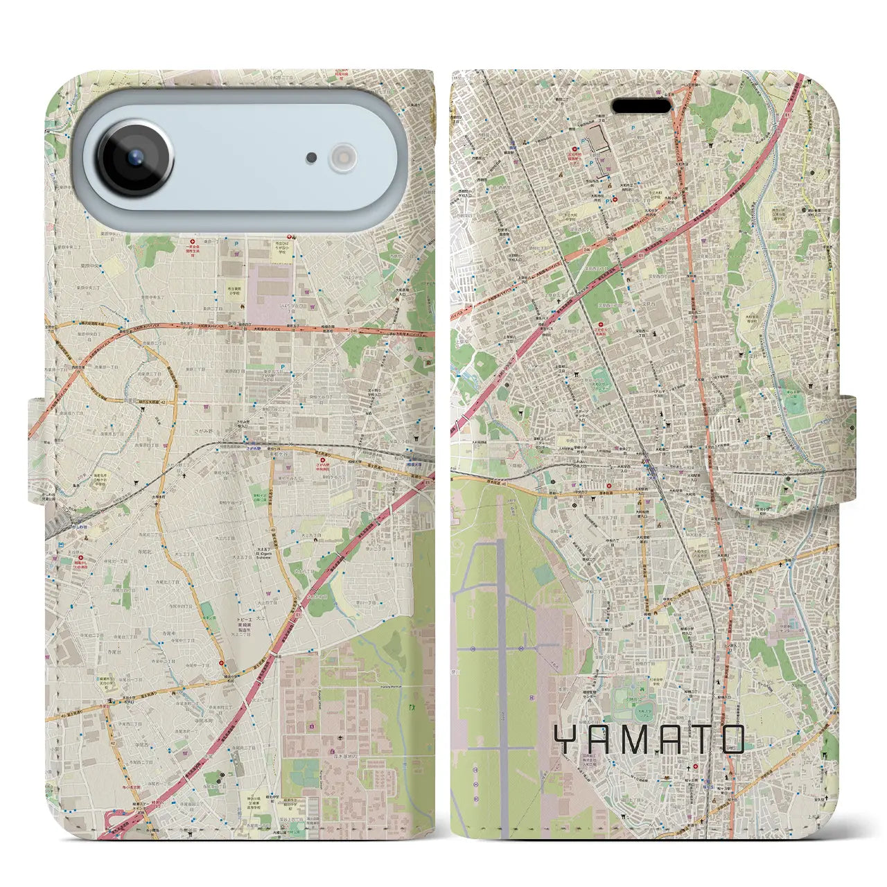 【大和（神奈川県）】地図柄iPhoneケース（手帳タイプ）