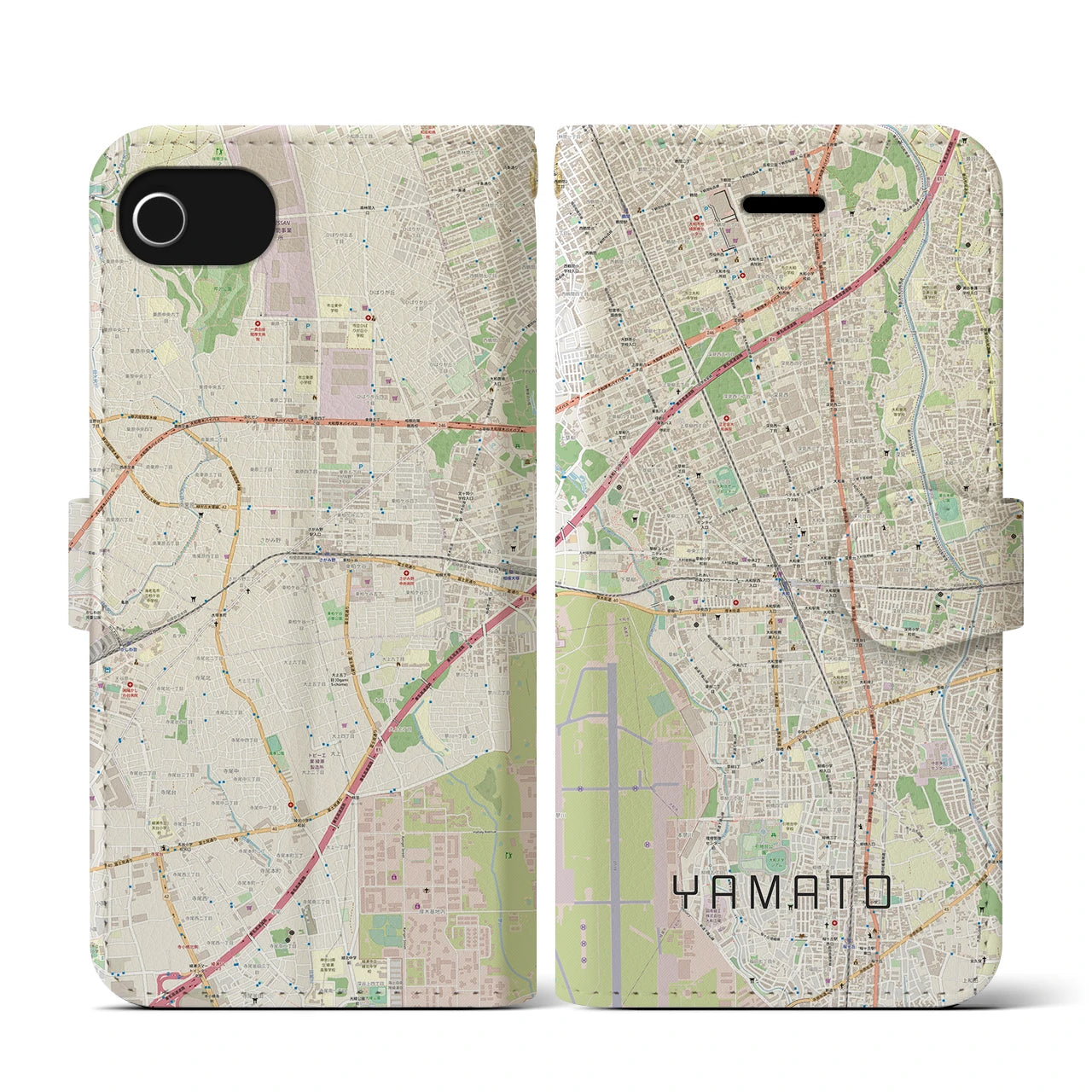 【大和（神奈川県）】地図柄iPhoneケース（手帳タイプ）