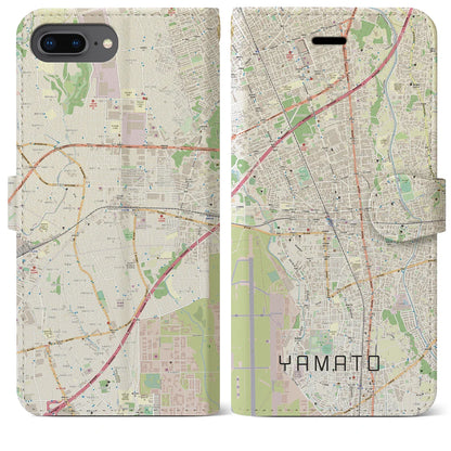【大和（神奈川県）】地図柄iPhoneケース（手帳タイプ）ナチュラル・iPhone 8Plus /7Plus / 6sPlus / 6Plus 用