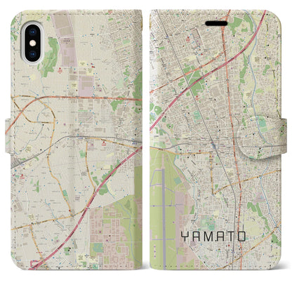 【大和（神奈川県）】地図柄iPhoneケース（手帳タイプ）ナチュラル・iPhone XS Max 用