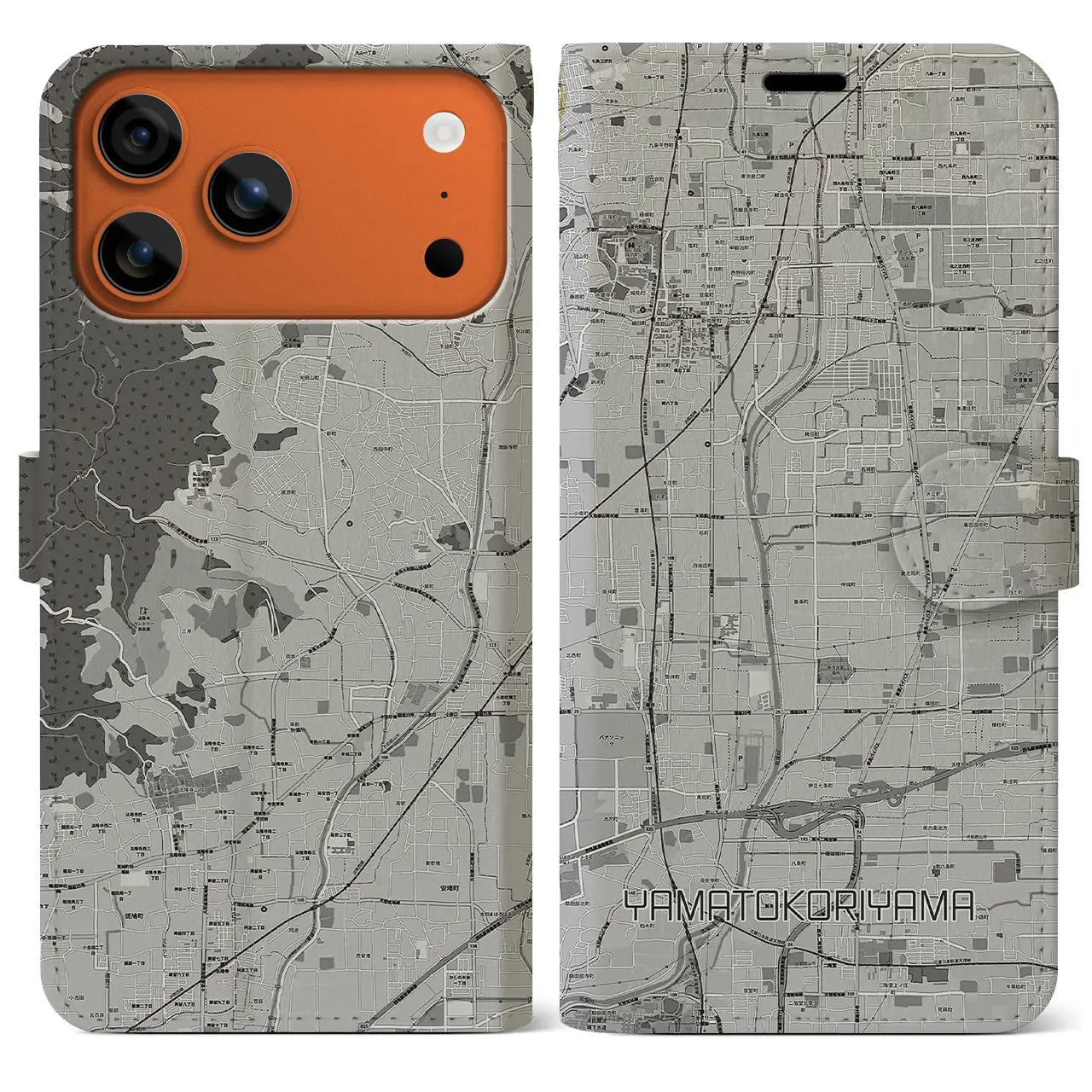 【大和郡山（奈良県）】地図柄iPhoneケース（手帳タイプ）