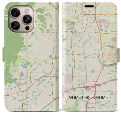 【大和郡山（奈良県）】地図柄iPhoneケース（手帳タイプ）ナチュラル・iPhone 16 Plus 用