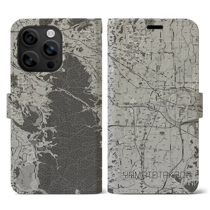 【大和高田（奈良県）】地図柄iPhoneケース（手帳タイプ）モノトーン・iPhone 16 用