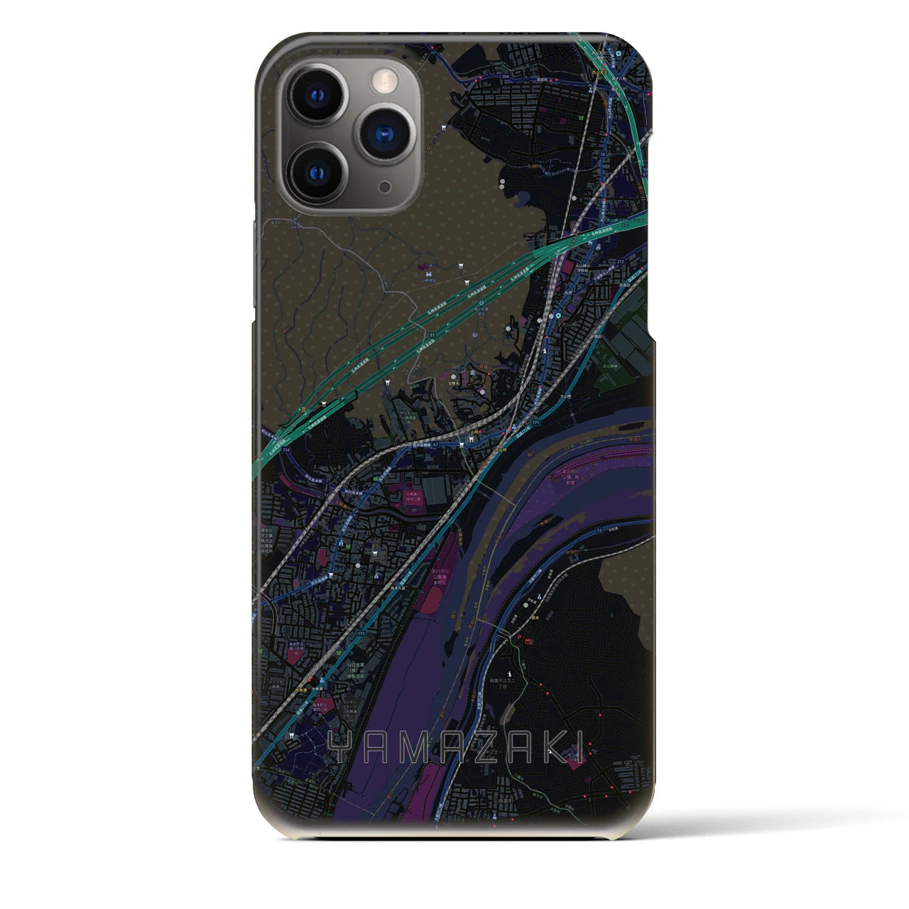 【山崎（京都府）】地図柄iPhoneケース（バックカバータイプ）