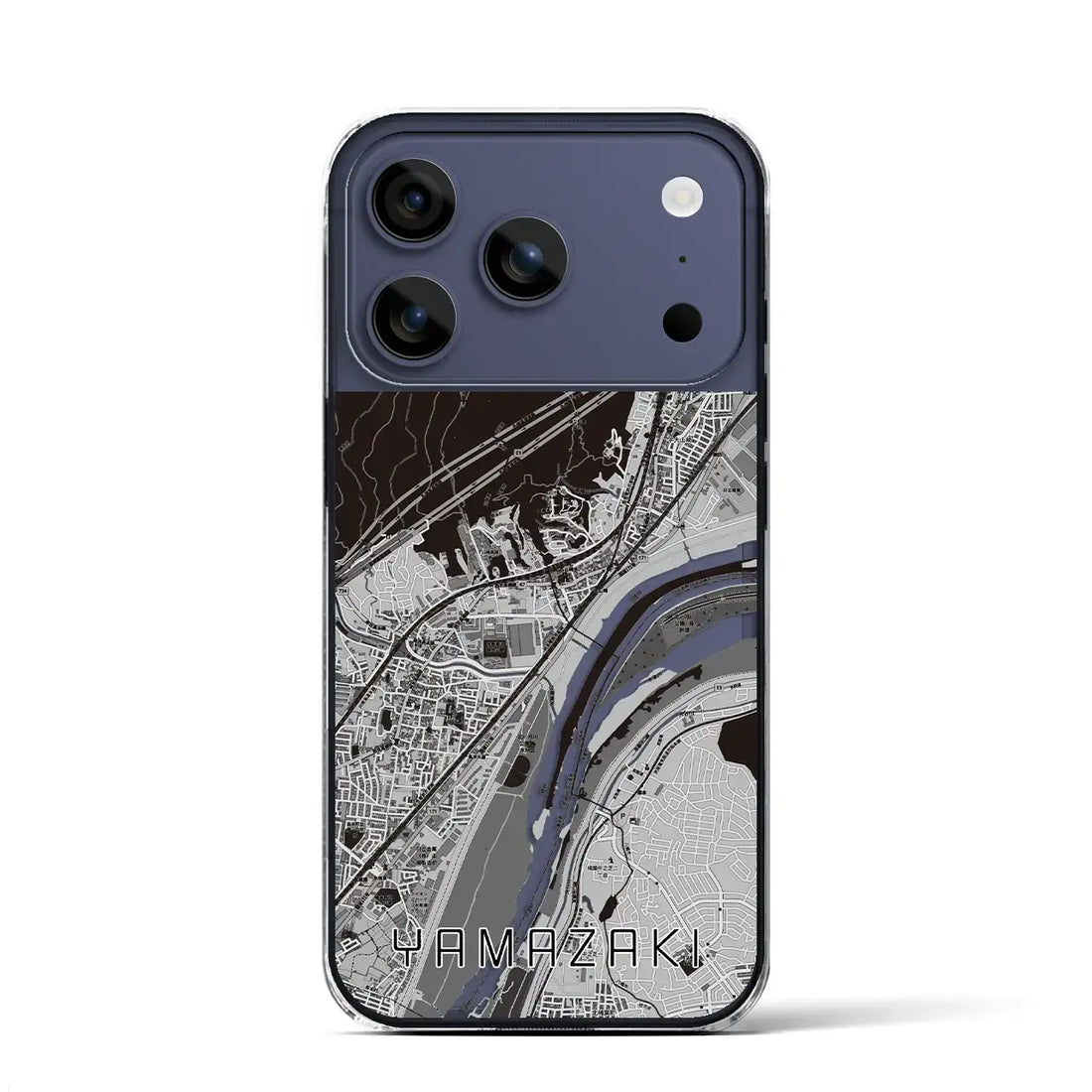 【山崎(京都府)】地図柄iPhoneケース(クリアタイプ)モノトーン・iPhone 17 Pro Max 用