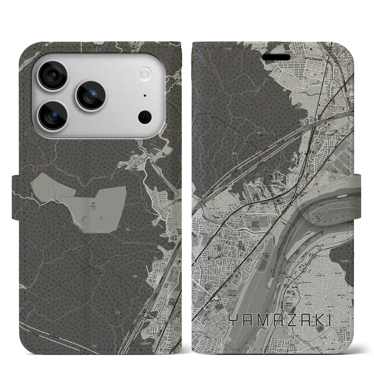 【山崎（京都府）】地図柄iPhoneケース（手帳タイプ）