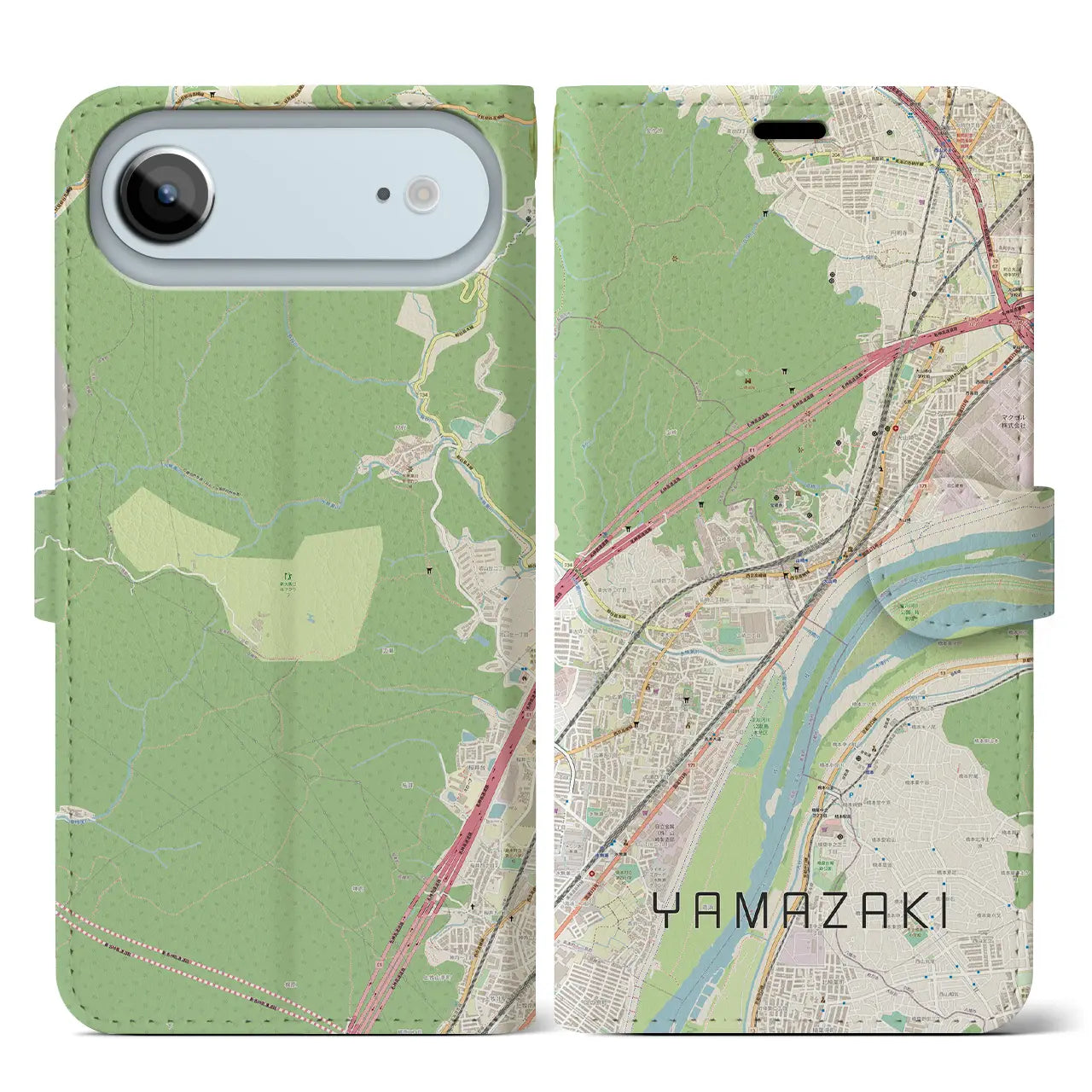 【山崎（京都府）】地図柄iPhoneケース（手帳タイプ）