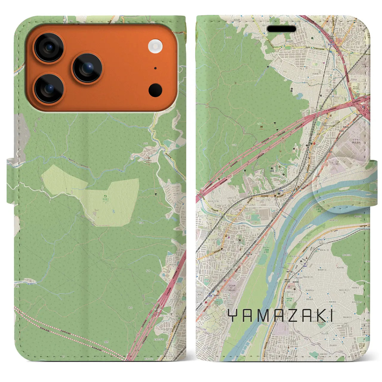 【山崎（京都府）】地図柄iPhoneケース（手帳タイプ）