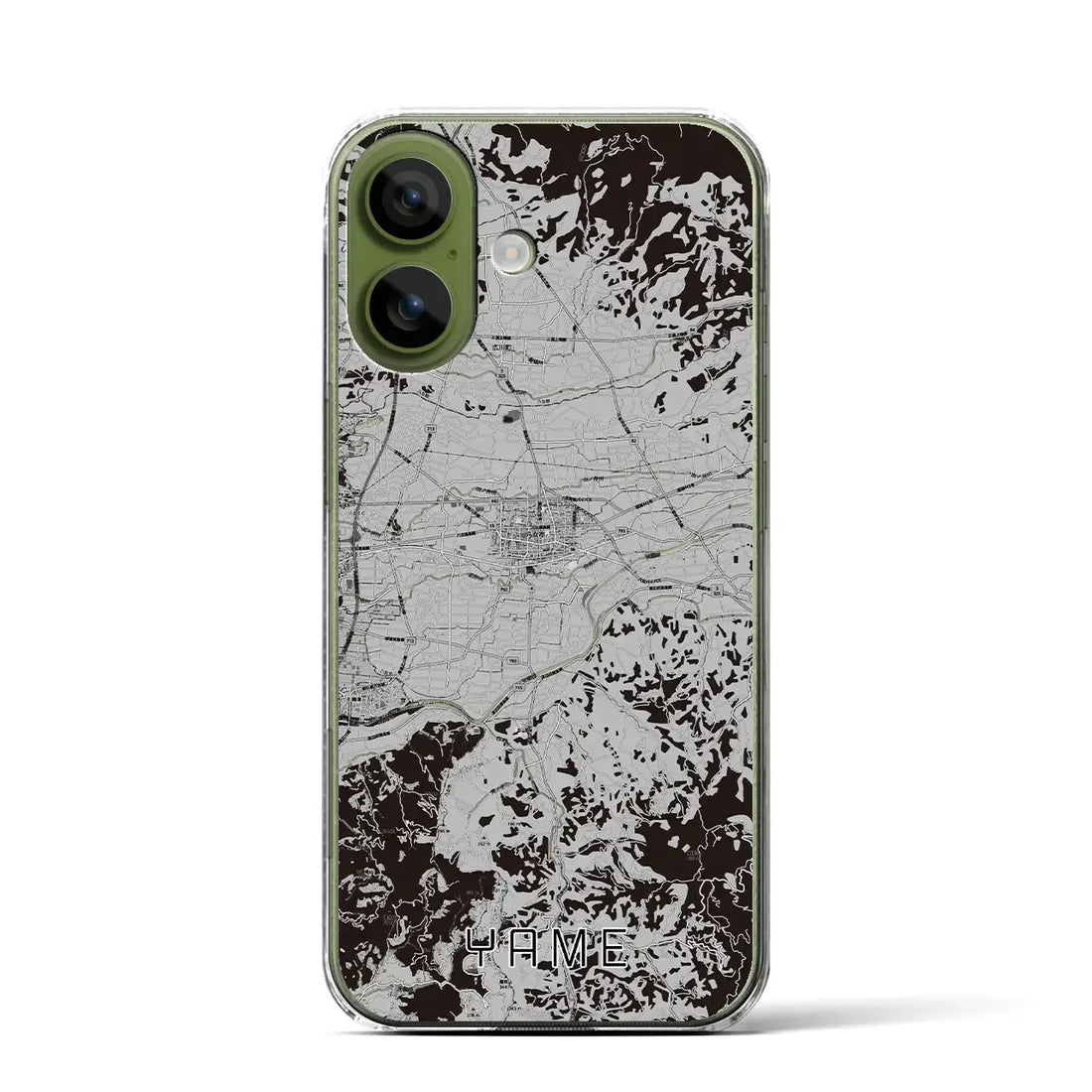 【八女（福岡県）】地図柄iPhoneケース（クリアタイプ）モノトーン・iPhone 17 Pro Max 用