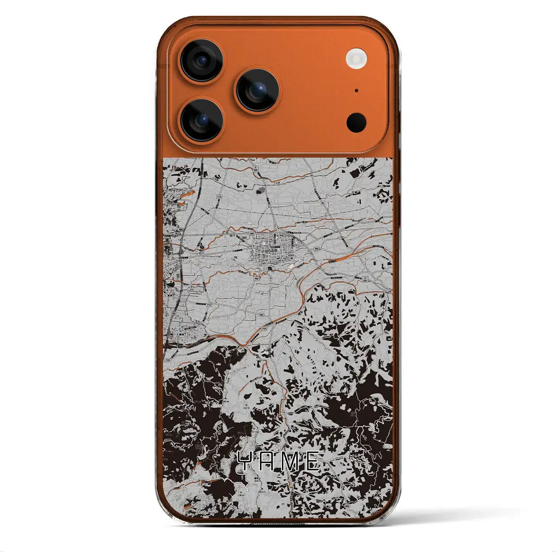 【八女(福岡県)】地図柄iPhoneケース(クリアタイプ)モノトーン・iPhone 17 Pro Max 用