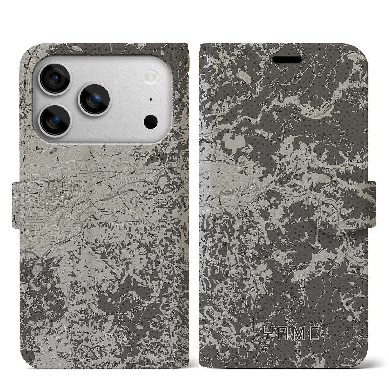 【八女（福岡県）】地図柄iPhoneケース（手帳タイプ）