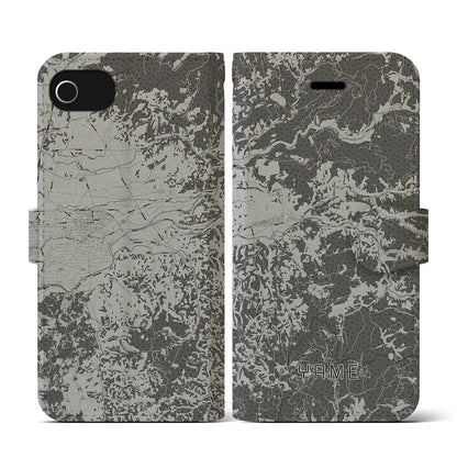 【八女（福岡県）】地図柄iPhoneケース（手帳タイプ）モノトーン・iPhone SE（第3 / 第2世代） / 8 / 7 / 6s / 6 用