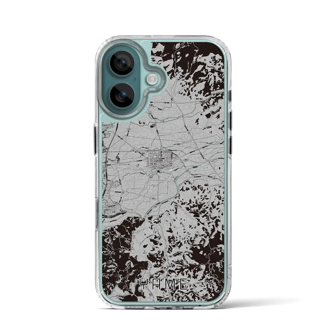 【八女(福岡県)】地図柄iPhoneケース(MagSafeタイプ)モノトーン・iPhone 16 Pro 用